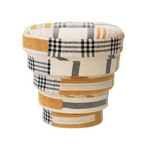 Black & Mustard Color Woven Cotton & Wool Patchwor